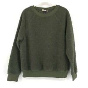 Universal Thread Size Small Sherpa Fleece Teddy Sweatshirt Green